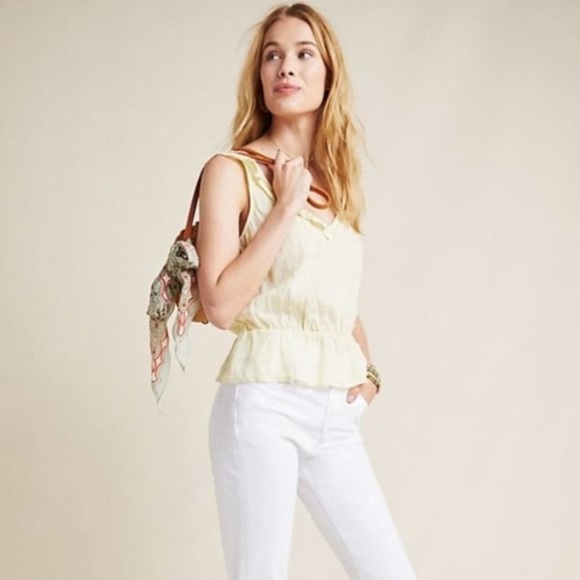 cloth & stone Tops - Anthropologie Linen Peplum Tank Top Size Large